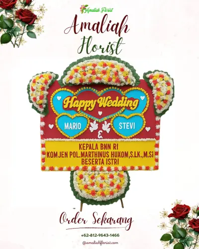 Karangan Papan Bunga Pernikahan di Tumpang